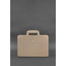 Женская кожаная сумка для ноутбука и документов светло-бежевая