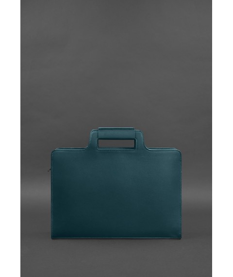 Women's leather bag for laptop and documents, green