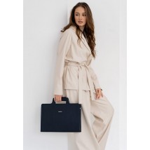Leather bag for laptop and documents, dark blue Crust