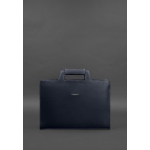 Leather bag for laptop and documents, dark blue Crust