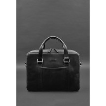 Leather bag for laptop and documents black Crazy Horse