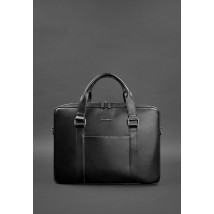 Leather bag for laptop and documents, black