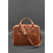 Leather bag for laptop and documents light brown Crazy Horse