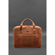 Leather bag for laptop and documents light brown Crazy Horse
