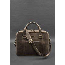 Leather bag for laptop and documents dark brown Crazy Horse