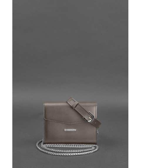 Set of women's leather Mini waist/crossbody bags, dark beige