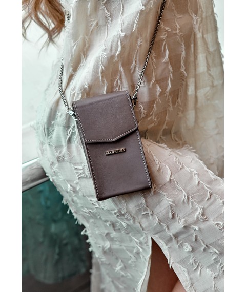 Вертикальная женская кожаная сумка Mini темно-бежевая поясная/кроссбоди
