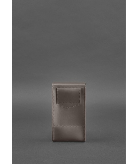 Вертикальна жіноча шкіряна сумка Mini темно-бежева поясна / кроссбоді