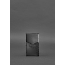 Вертикальна жіноча шкіряна сумка Mini чорна поясна / кроссбоді