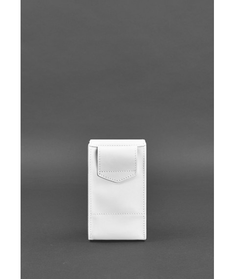 Vertical women's leather belt/crossbody bag Mini white