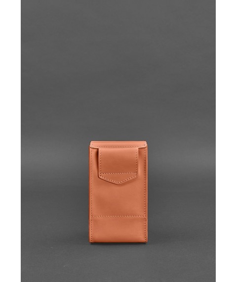 Вертикальна жіноча шкіряна сумка Mini поясна / кроссбоді Живий корал