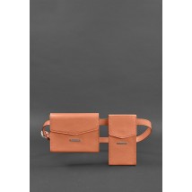 Набор женских коралловых кожаных сумок Mini поясная/кроссбоди