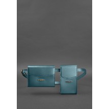 Набор женских зеленых кожаных сумок Mini поясная/кроссбоди