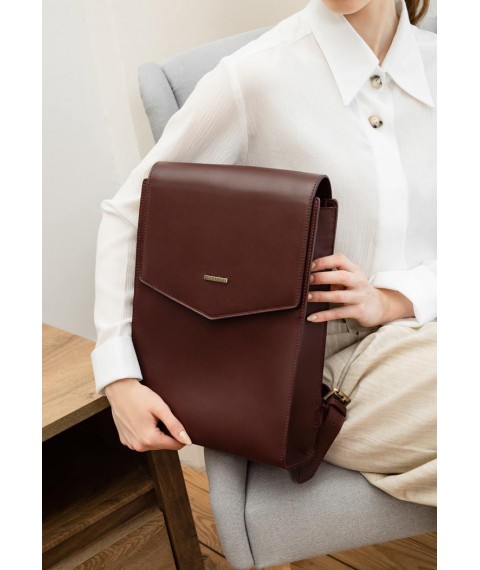 Leather city backpack burgundy