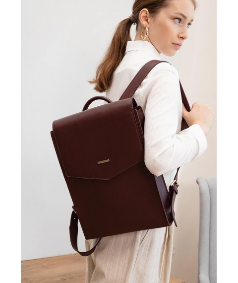 Leather city backpack burgundy