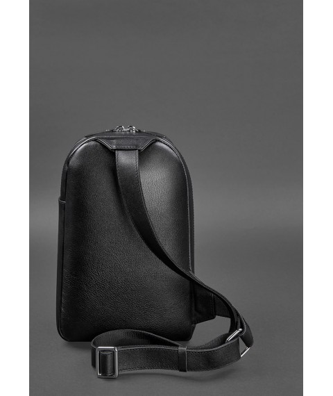 Leather men's backpack (sling bag) on ​​one shoulder Chest Bag black