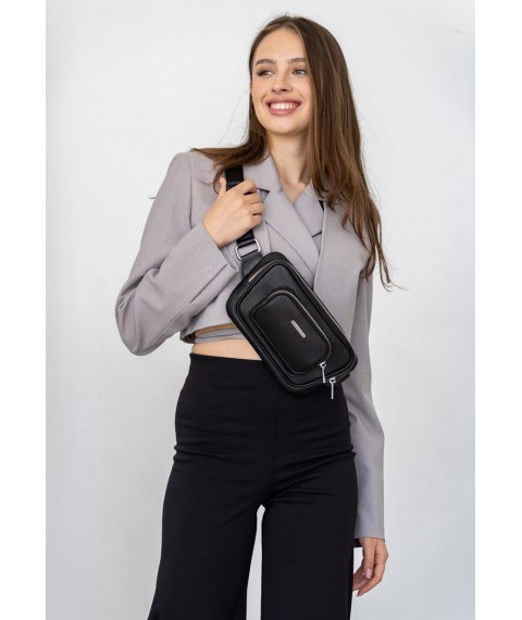 Leather belt bag-banana Trapeze black
