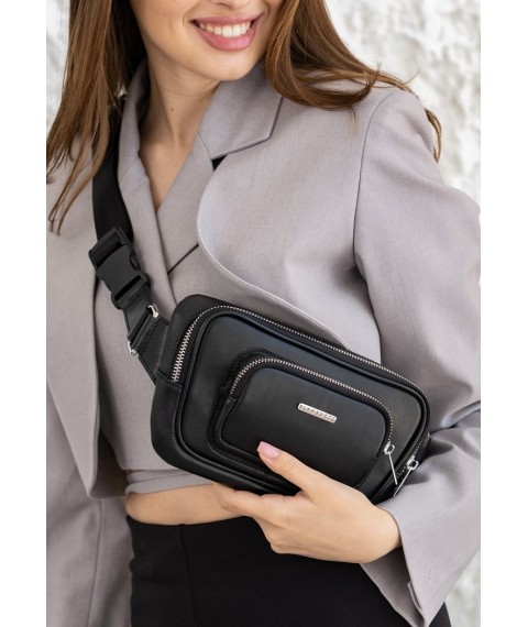Leather belt bag-banana Trapeze black