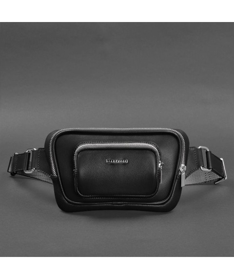 Leather belt bag-banana Trapeze black