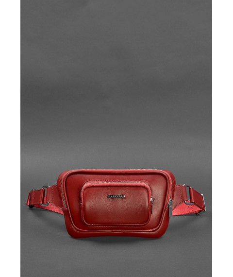 Leather belt bag-banana Trapeze red