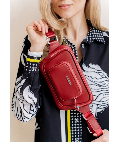 Leather belt bag-banana Trapeze red
