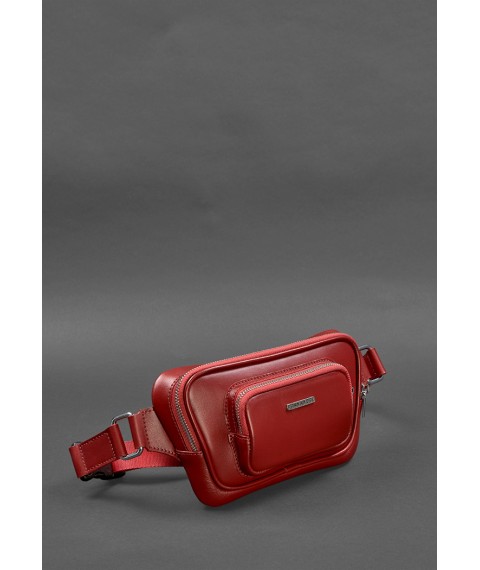 Leather belt bag-banana Trapeze red