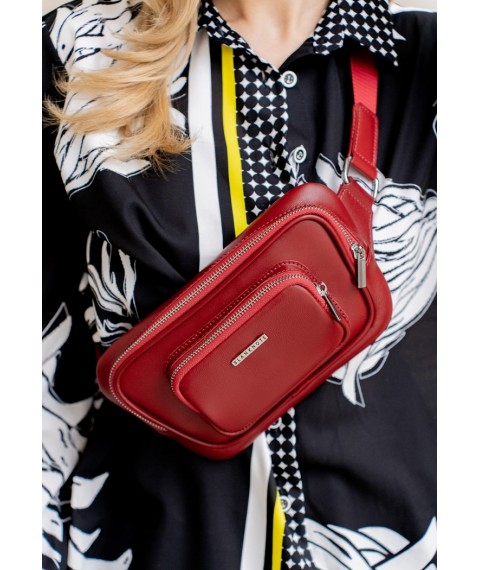 Leather belt bag-banana Trapeze red