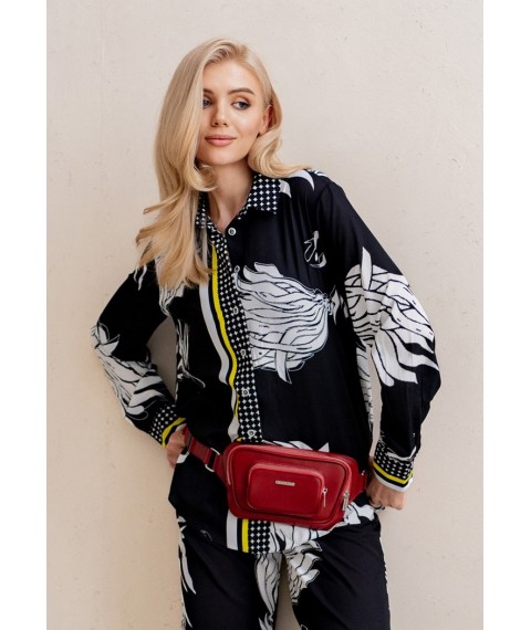 Leather belt bag-banana Trapeze red