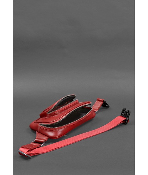 Leather belt bag-banana Trapeze red