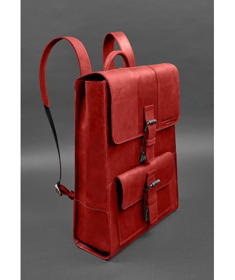 Brit leather backpack coral Crazy Horse