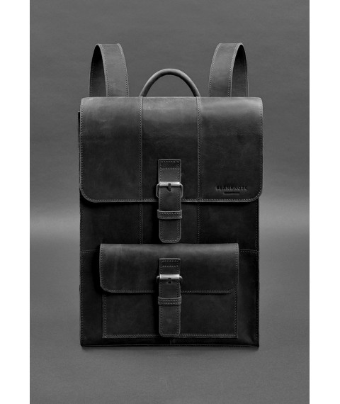 Brit leather backpack black Crazy Horse