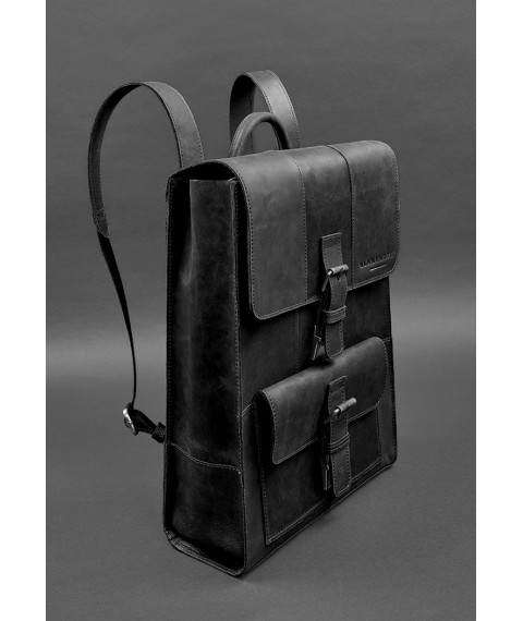 Brit leather backpack black Crazy Horse