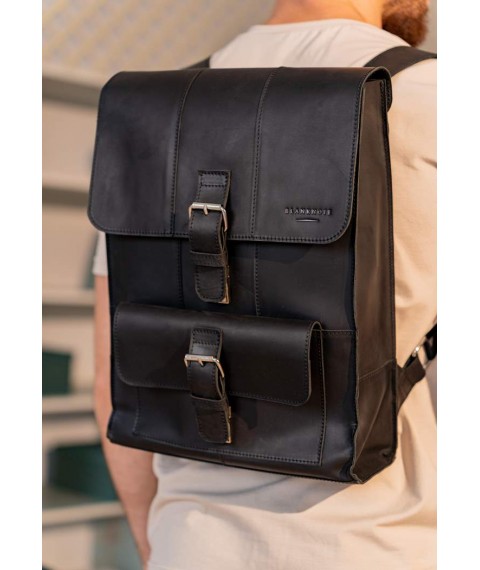 Brit leather backpack black Crazy Horse