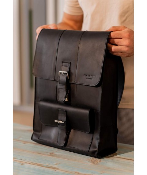 Brit leather backpack black Crazy Horse