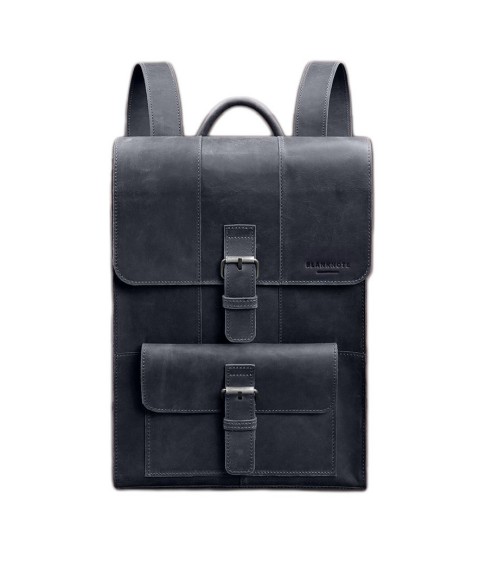 Brit leather backpack dark blue Crazy Horse