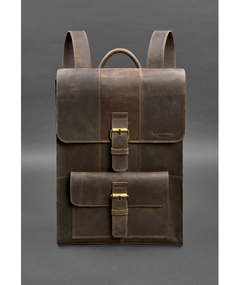 Brit leather backpack dark brown Crazy Horse