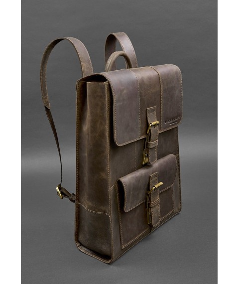 Шкіряний рюкзак Brit темно-коричневий Crazy Horse