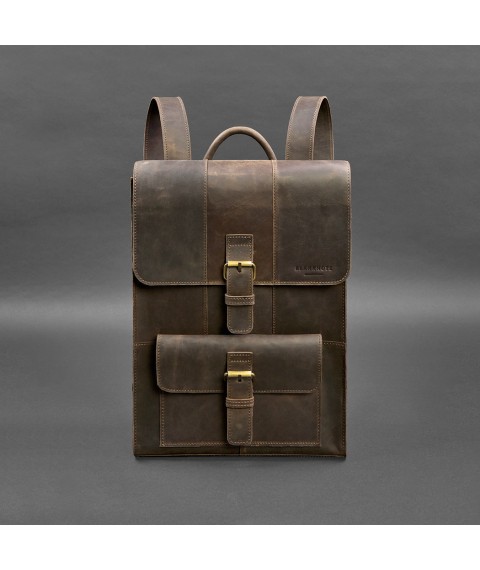 Brit leather backpack dark brown Crazy Horse