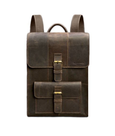 Brit leather backpack dark brown Crazy Horse