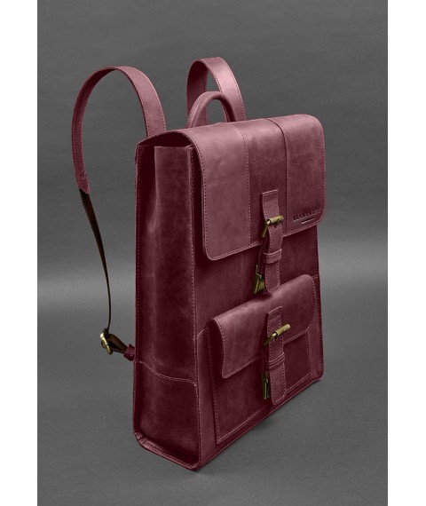 Brit leather backpack burgundy Crazy Horse