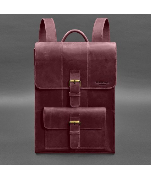 Brit leather backpack burgundy Crazy Horse