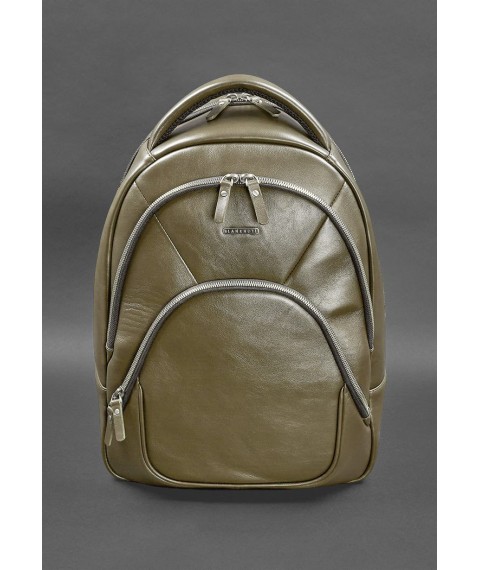 Leather backpack olive crust