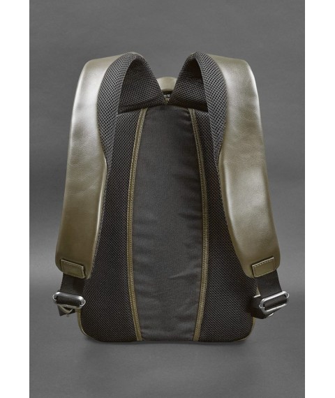 Leather backpack olive crust