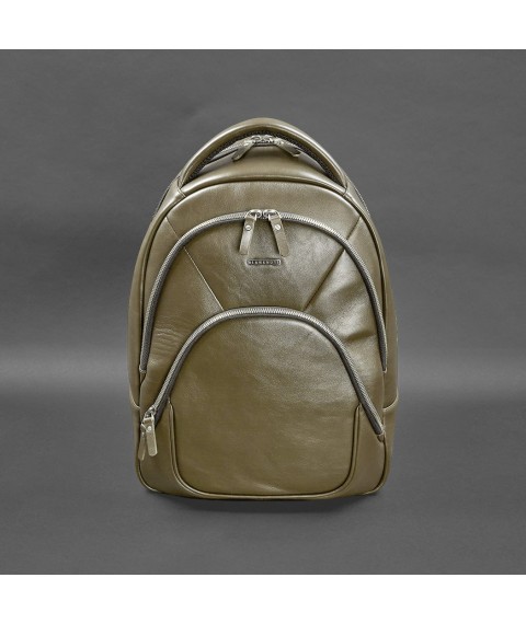 Leather backpack olive crust