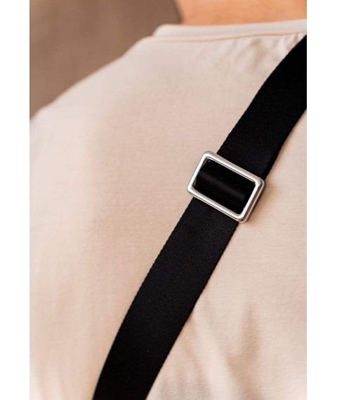 Кожаный мужской рюкзак (сумка-слинг) на одно плечо черный Saffiano