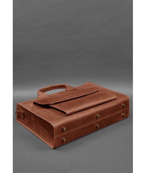 Leather bag for laptop and documents Universal light brown Crazy Horse