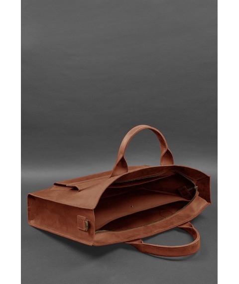 Leather bag for laptop and documents Universal light brown Crazy Horse