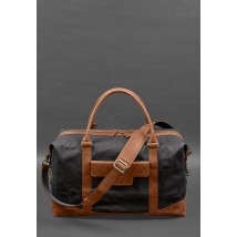 Travel bag made of canvas and natural light brown leather Crazy Horse
