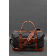 Travel bag made of canvas and natural light brown leather Crazy Horse
