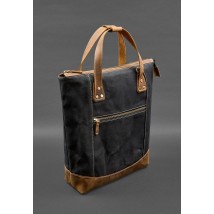 Сумка-рюкзак з канвасу та натуральної світло-коричневої шкіри